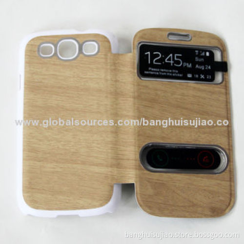2014 S-view Wooden Case for Samsung Galaxy S3 with Stand
